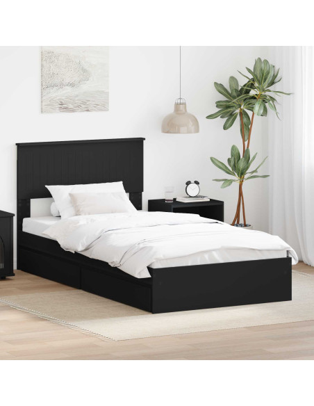 Letto con Contenitore Nero 100 x 200 cm Legno multistrato