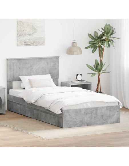 Letto con Contenitore con testiera Grigio cemento 100 x 200 cm