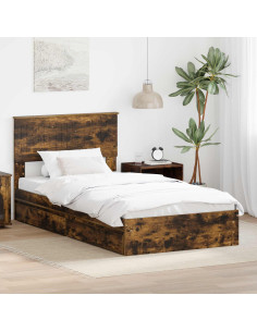 Letto con Contenitore con testiera Rovere fumé 100 x 200 cm
