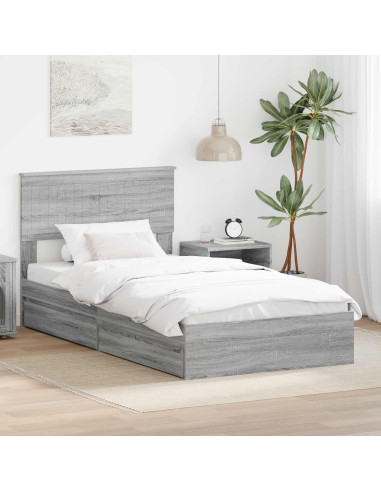 Letto con Contenitore con testiera Grigio Sonoma 100 x 200 cm