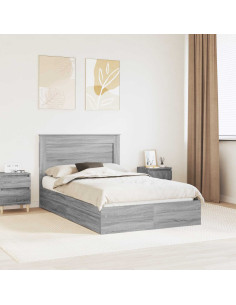 Letto con Contenitore con testiera Grigio Sonoma 135 x 190 cm