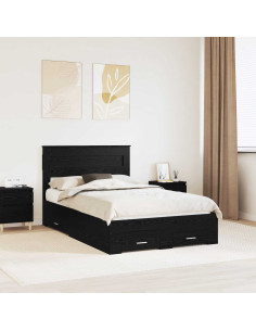 Struttura del letto Rovere Nero 135 x 190 cm Legno multistrato