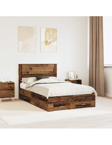 Struttura del letto con testiera Legno vecchio 135 x 190 cm