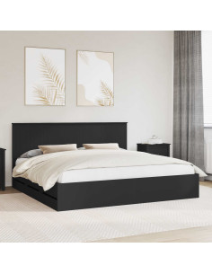 Struttura del letto Nero 200 x 200 cm Legno Ingegnerizzato