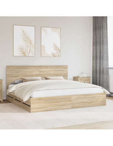 Struttura del letto con cassetto Rovere Sonoma 200 x 200 cm