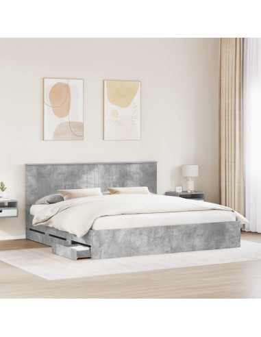 Struttura del letto con cassetto Grigio cemento 200 x 200 cm