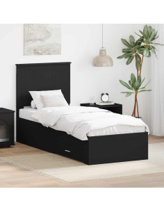 Struttura del letto con testiera Nero e Argento 70 x 190 cm