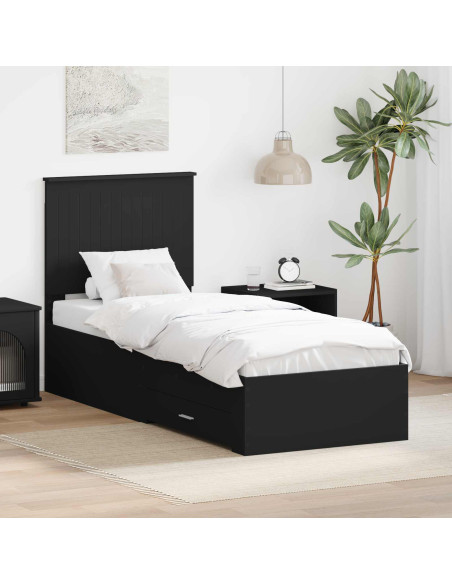 Struttura del letto con testiera Nero e Argento 70 x 190 cm