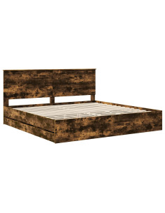 Struttura del letto con cassetto Rovere fumé 200 x 200 cm