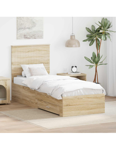 Struttura del letto Rovere Sonoma e Argento 70 x 190 cm