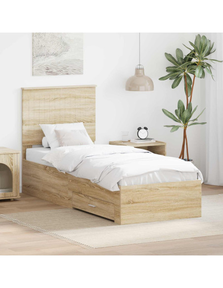 Struttura del letto Rovere Sonoma e Argento 70 x 190 cm