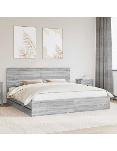 Struttura del letto con cassetto Grigio Sonoma 200 x 200 cm