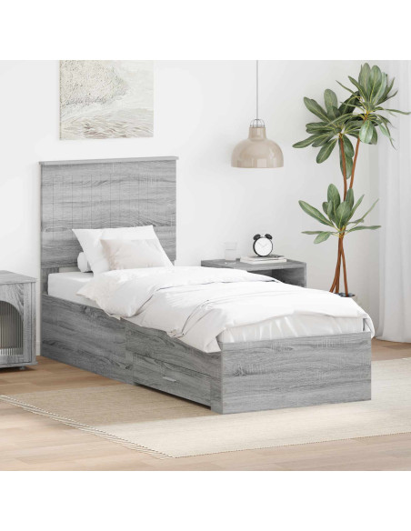 Struttura del letto Grigio Sonoma e Argento 70 x 190 cm