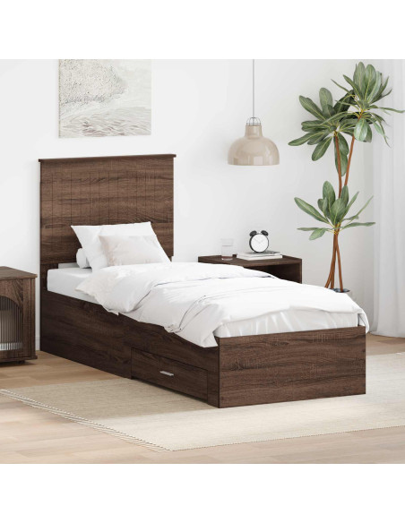 Struttura del letto Rovere Marrone e Argento 70 x 190 cm