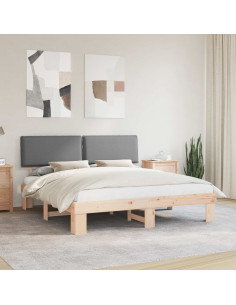 Letto con Testiera Rivestita Grigio chiaro 200 x 200 cm