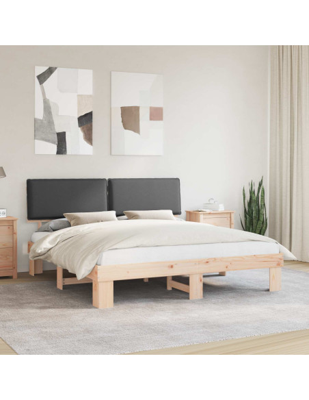 Letto con Testiera Rivestita Grigio scuro 200 x 200 cm