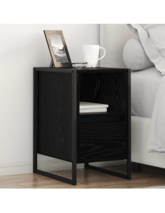 Comodino Rovere Nero 39,5 x 30 x 50 cm Legno multistrato