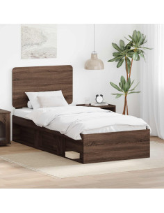 Struttura del letto Rovere Marrone 100 x 200 cm Pino massello