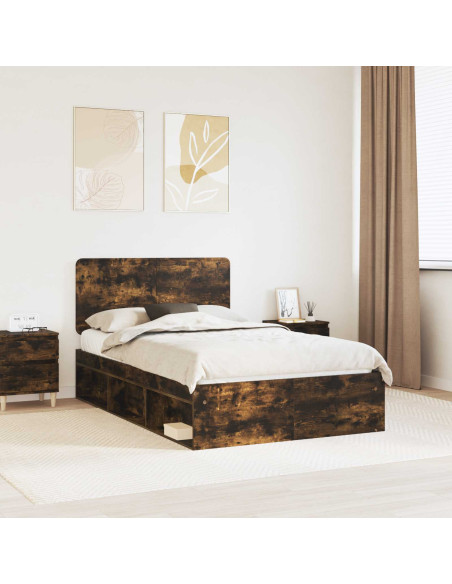 Struttura del letto Rovere fumé 120 x 200 cm Pino massello