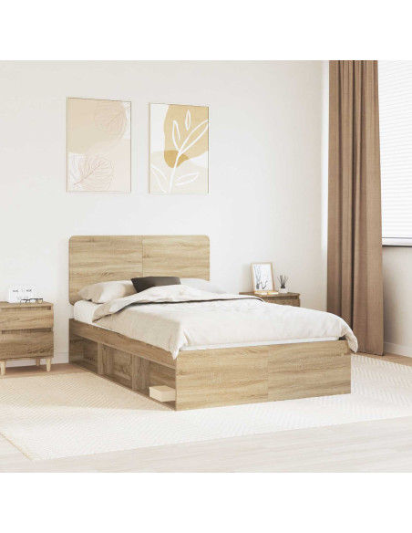 Struttura del letto Rovere Sonoma 135 x 190 cm Pino massello