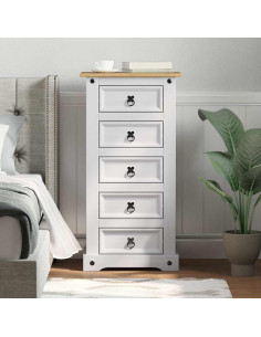 Comodino con cassetto Bianco 53 x 39 x 103 cm Pino massello