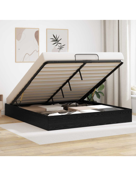 Letto ottomano Rovere Nero 193 x 120 x 25 cm Truciolare