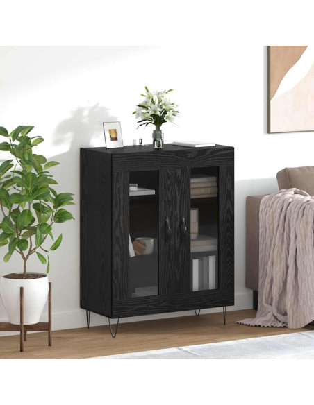 Credenza Rovere Nero 69,5 x 34 x 90 cm Legno multistrato