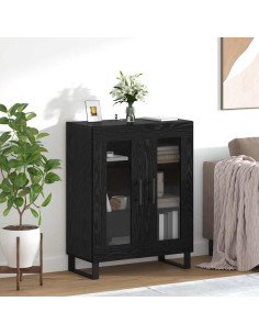 Credenza Rovere Nero 69,5 x 34 x 90 cm Legno multistrato