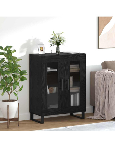 Credenza Rovere Nero 69,5 x 34 x 90 cm Legno multistrato