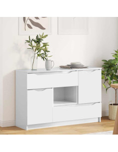 Credenza Bianco Lucido 100 x 30 x 65,6 Legno multistrato