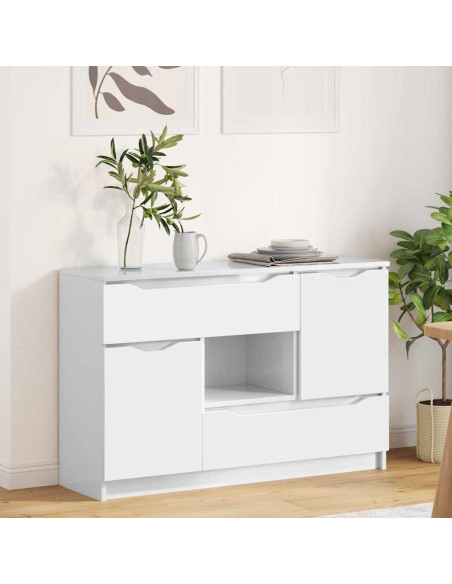 Credenza Bianco Lucido 100 x 30 x 65,6 Legno multistrato