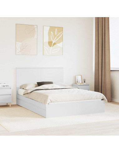 Letto con Contenitore Bianco 140 x 190 cm Legno multistrato