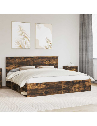 Struttura del letto Rovere fumé 200 x 200 cm Pino massello