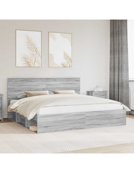 Struttura del letto Grigio Sonoma 200 x 200 cm Pino massello