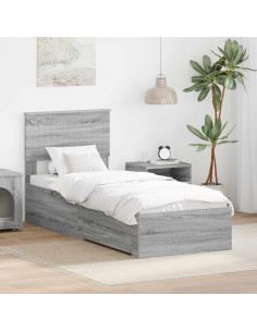 Struttura del letto Grigio Sonoma e Argento 75 x 190 cm