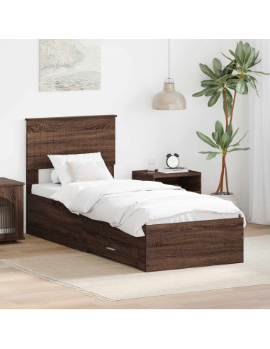 Struttura del letto Rovere Marrone e Argento 75 x 190 cm