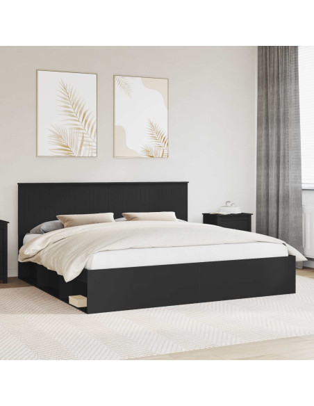 Struttura del letto Nero 200 x 200 cm Pino massello