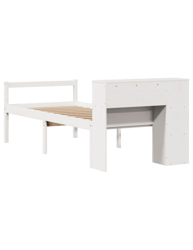 Letto Libreria senza Materasso Bianco 90x190 cm Massello Pino