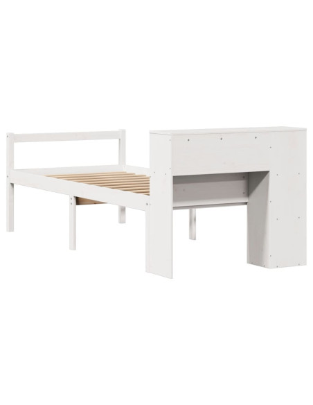 Letto Libreria senza Materasso Bianco 90x190 cm Massello Pino