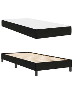 Letto a molle con materasso Nero 90 x 210 cm Tessuto