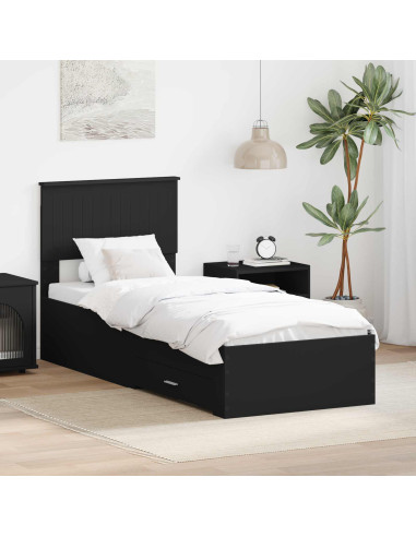 Struttura del letto con testiera Nero e Argento 75 x 190 cm