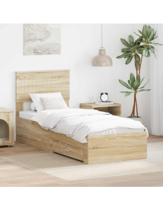 Struttura del letto Rovere Sonoma e Argento 75 x 190 cm