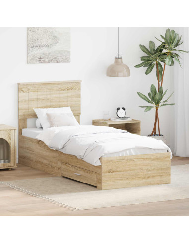 Struttura del letto Rovere Sonoma e Argento 75 x 190 cm