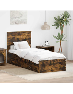 Struttura del letto Rovere Affumicato e Argento 75 x 190 cm