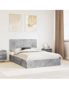 Letto con Contenitore con testiera Grigio cemento 150 x 200 cm