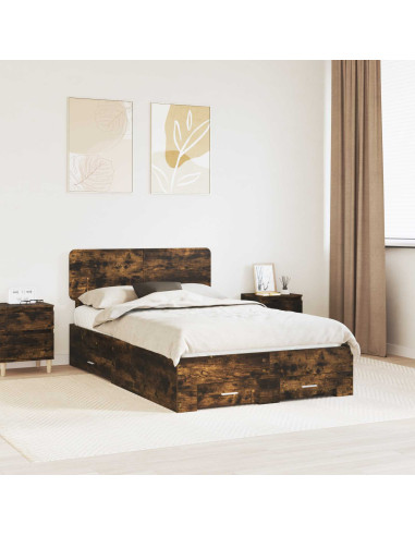 Struttura del letto Rovere fumé 120 x 190 cm Legno multistrato