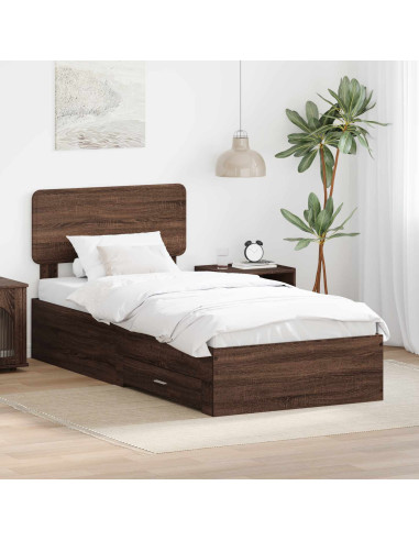Struttura del letto con testiera Rovere Marrone 100 x 200 cm