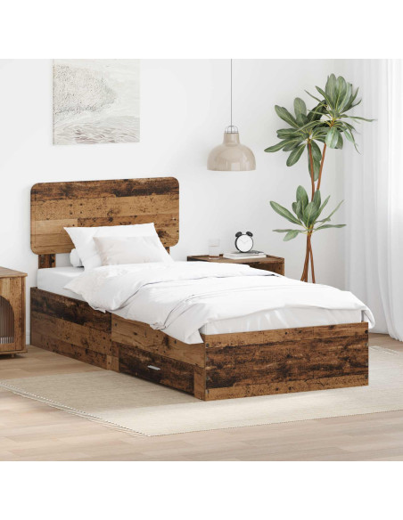 Struttura del letto con testiera Legno vecchio 100 x 200 cm