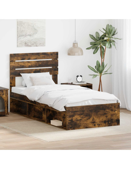 Struttura del letto Rovere fumé 90 x 190 cm Pino massello