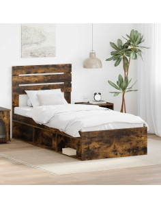 Struttura del letto Rovere fumé 75 x 190 cm Pino massello